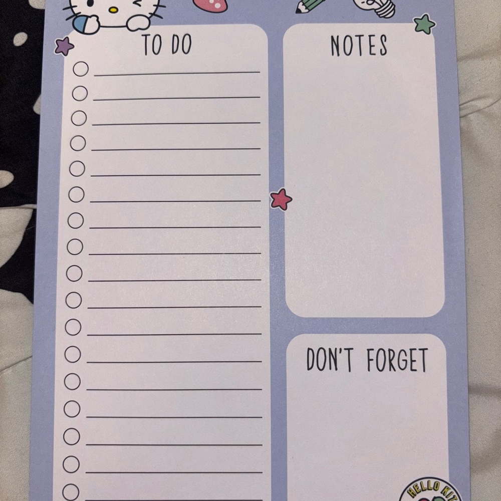 Hello Kitty Pastel Blue To-Do List Notepad